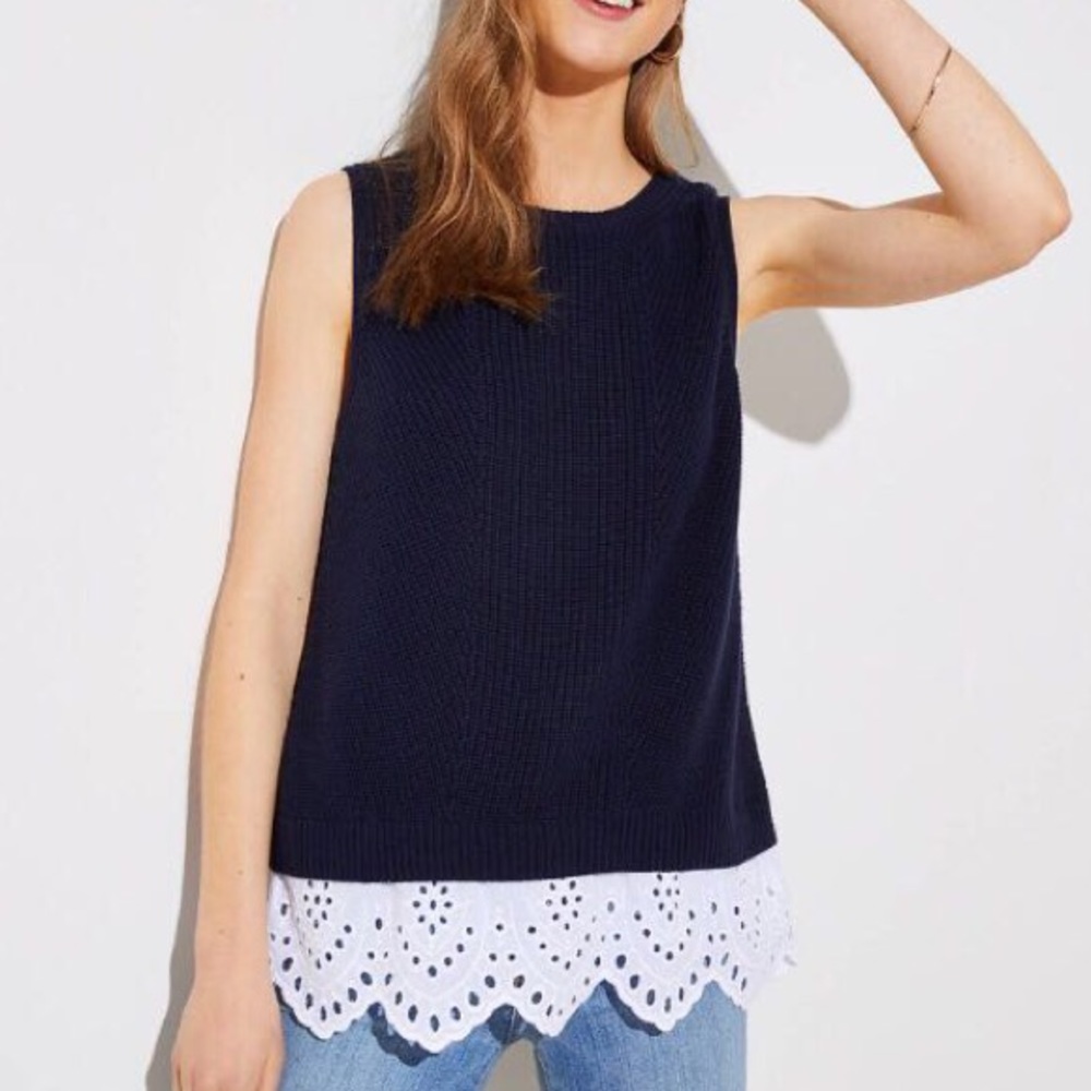 LOFT Sleeveless Eyelet Top